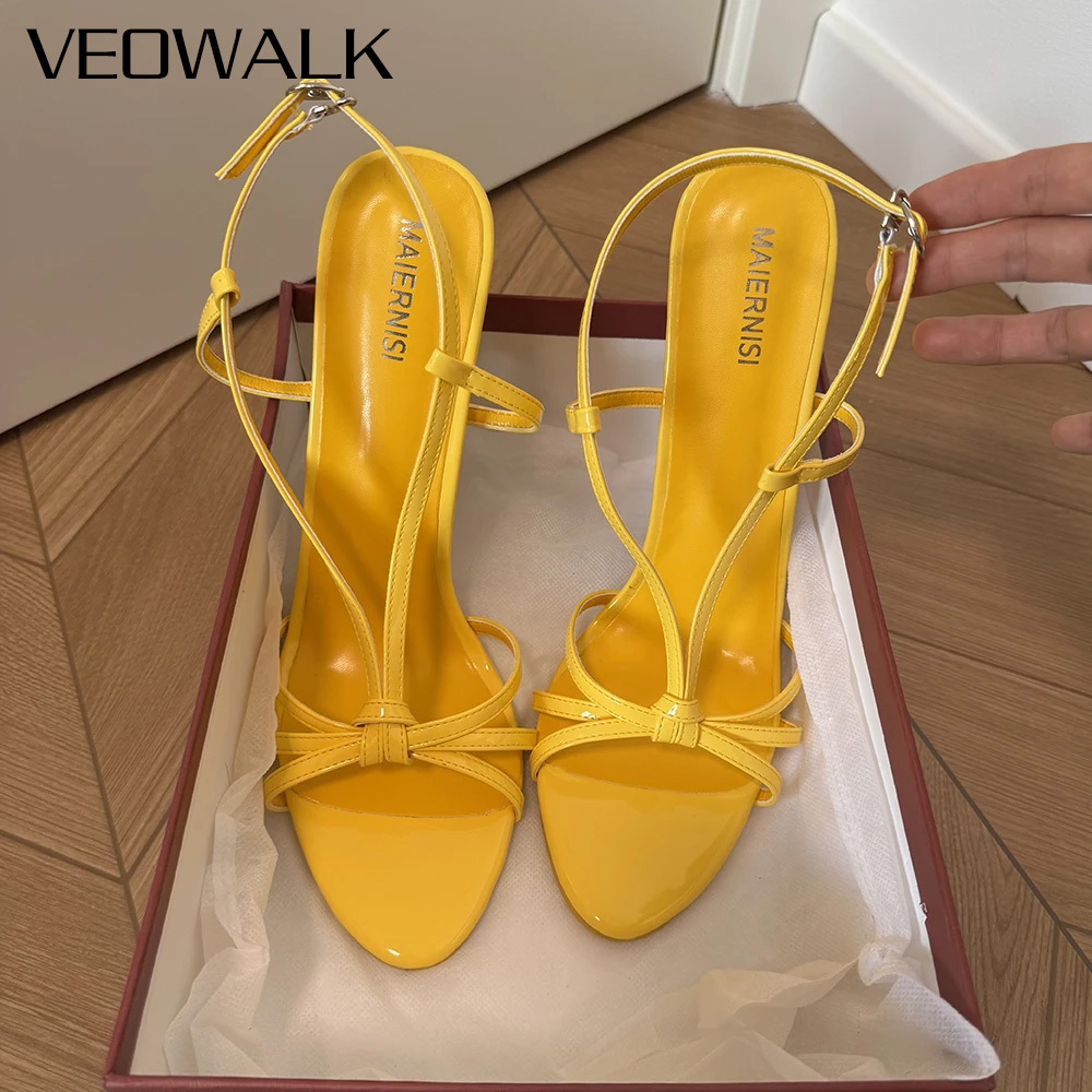 Women'S Shoes Yellow - รองเท้าส้นสูงแฟชั่น 16 ซม. ส้นเข็มหนังแก้วสีเหลืองสุดเซ็กซี่สำหรับผู้หญิง สายรัดข้อเท้า สไตล์เฟติช