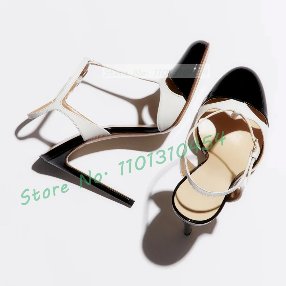 Women'S Shoes For Work - รองเท้าแตะ T-Bar แบบทูโทน, รองเท้าแตะสำหรับใส่ทำงานทำจากทองหรูหราฤดูร้อนของผู้หญิงสำหรับแฟชั่นสำหรับผู้หญิงประกบนิ้วเท้ารอบรองเท้าส้นสูง