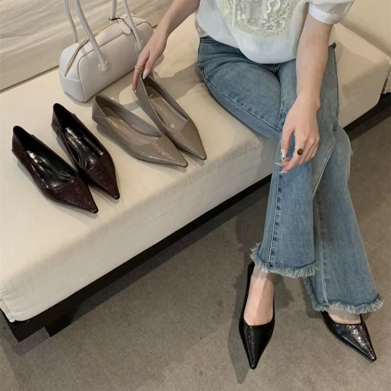 Women'S Shoes For Work - รองเท้าส้นเตี้ยหัวแหลมสำหรับผู้หญิง แฟชั่นฤดูร้อน รองเท้าลำลองแบบเรียบง่าย รองเท้าทำงานส้นเตี้ย สง่างาม เหมาะสำหรับงานปาร์ตี้
