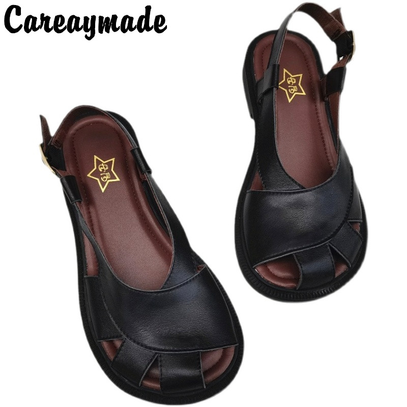 Women'S Shoes Big Feet - Careaymade-รองเท้าสตรีหนังแท้รองเท้ากว้างรองเท้าผู้หญิงรองเท้าแตะหนังแท้ทำด้วยมือ Breathable Soft Sole รองเท้าแตะลำลอง