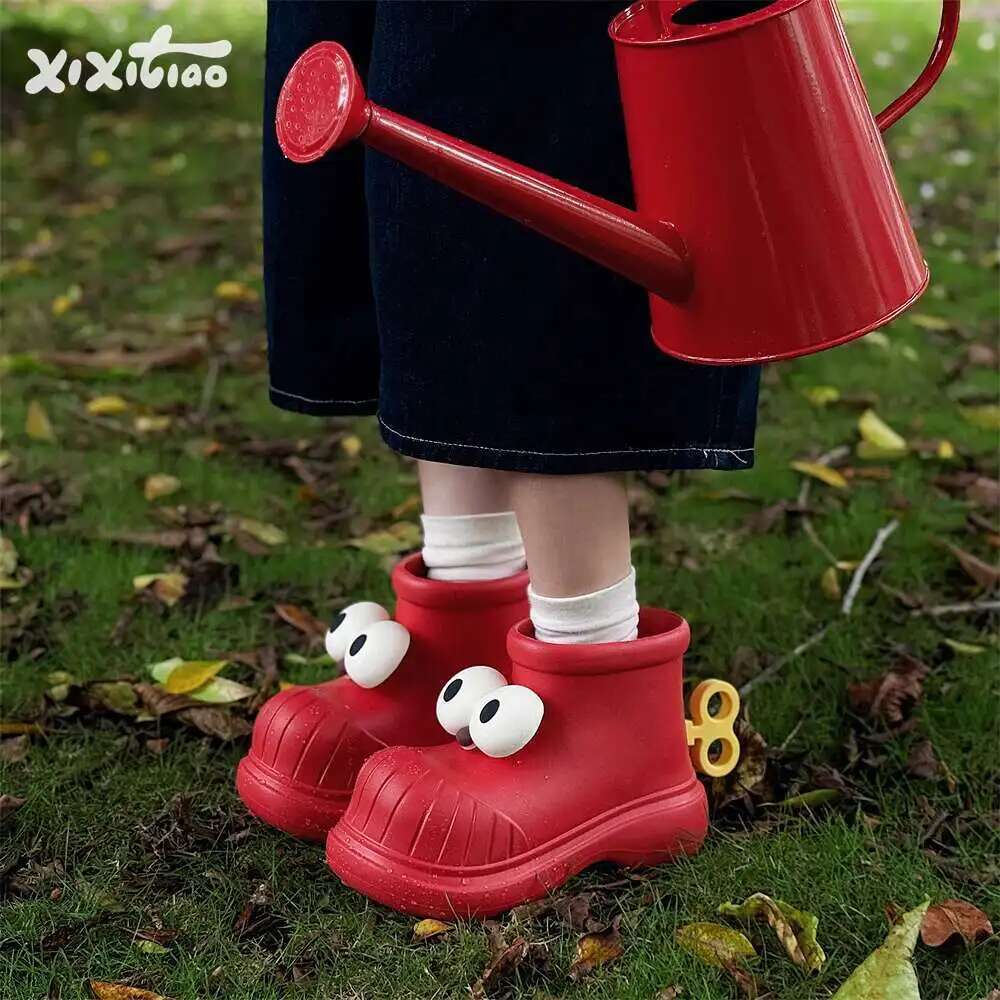 Women'S Shoes Big Feet - ผู้หญิงรองเท้าฝนรอบ Toe Big Eyes รองเท้าฝนสําหรับผู้หญิงกลางแจ้ง,กันลื่น,กันน้ํา, น่ารัก