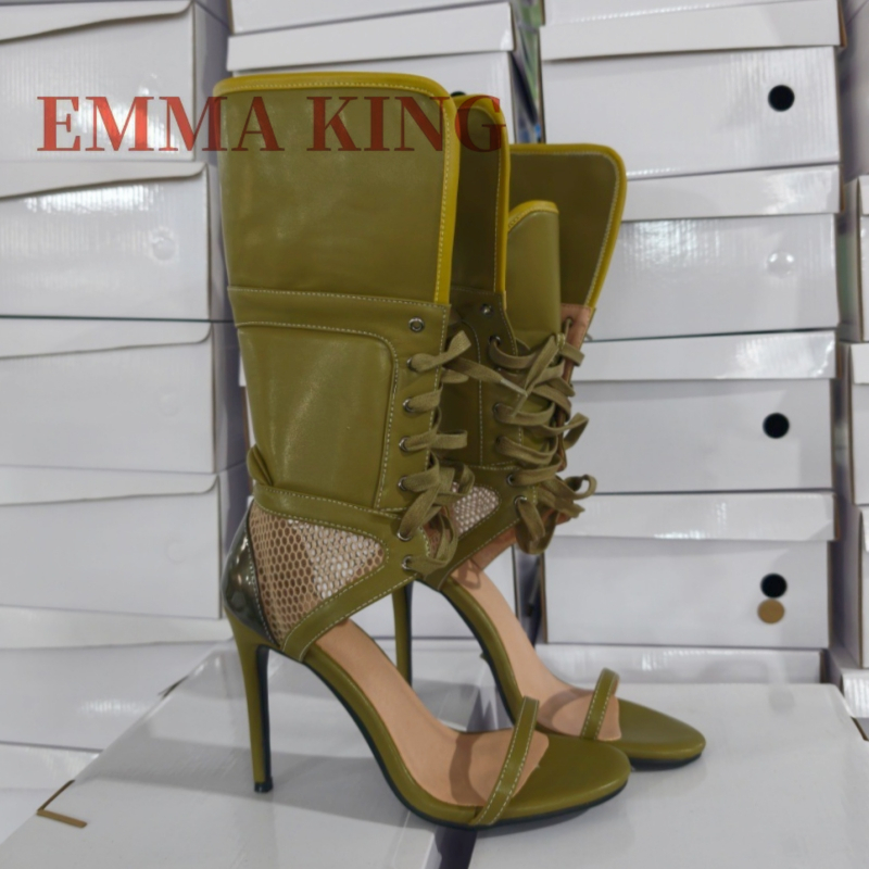 รองเท้าส้นสูงแบบพับได้สีเขียวส - Women Shoes Boots บทวิจารณ์และราคา