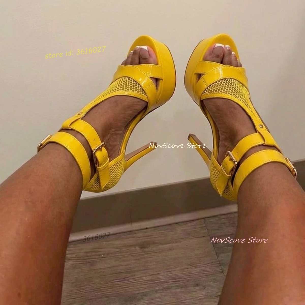 รองเท้าส้นเตารีดแบบเปิดนิ้วเท้ - Women'S Shoes Yellow บทวิจารณ์และราคา