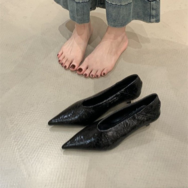 รองเท้าส้นเตี้ยหัวแหลมแบบสวม ส - Women'S Shoes For Work บทวิจารณ์และราคา