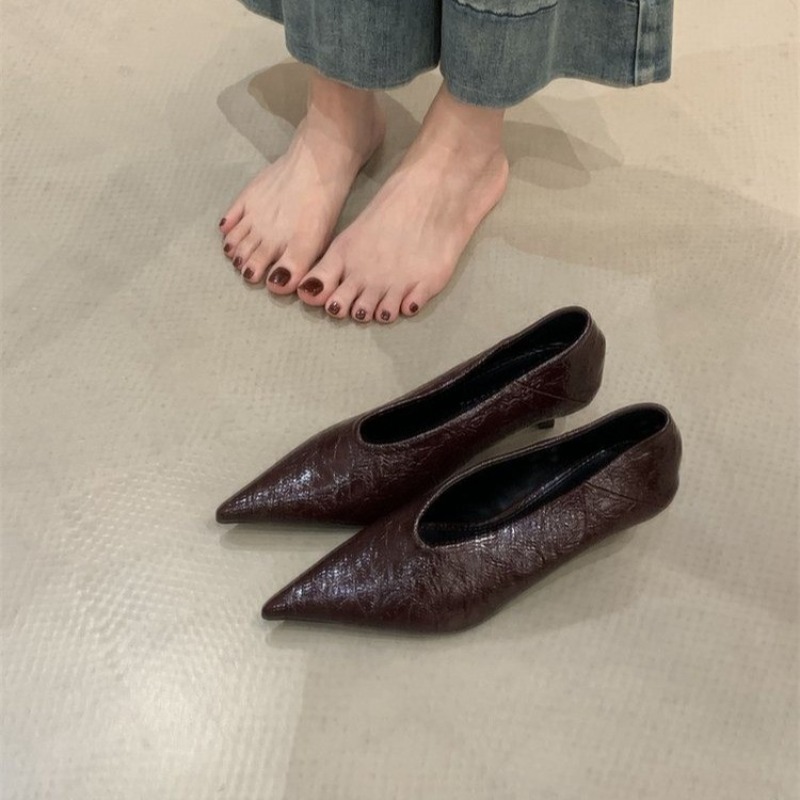 รองเท้าส้นเตี้ยหัวแหลมแบบสวม ส - Women'S Shoes For Work บทวิจารณ์และราคา