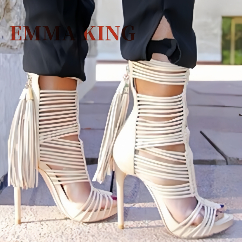 ผู้หญิงเปิดนิ้วเท้าสายรัดข้อเท - Women Shoes Boots บทวิจารณ์และราคา