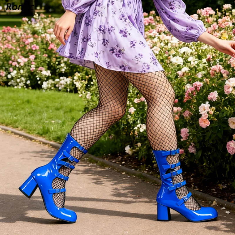 รองเท้าบูทหนังแก้วสีน้ำเงินสไต - Women'S Shoes Navy Blue บทวิจารณ์และราคา