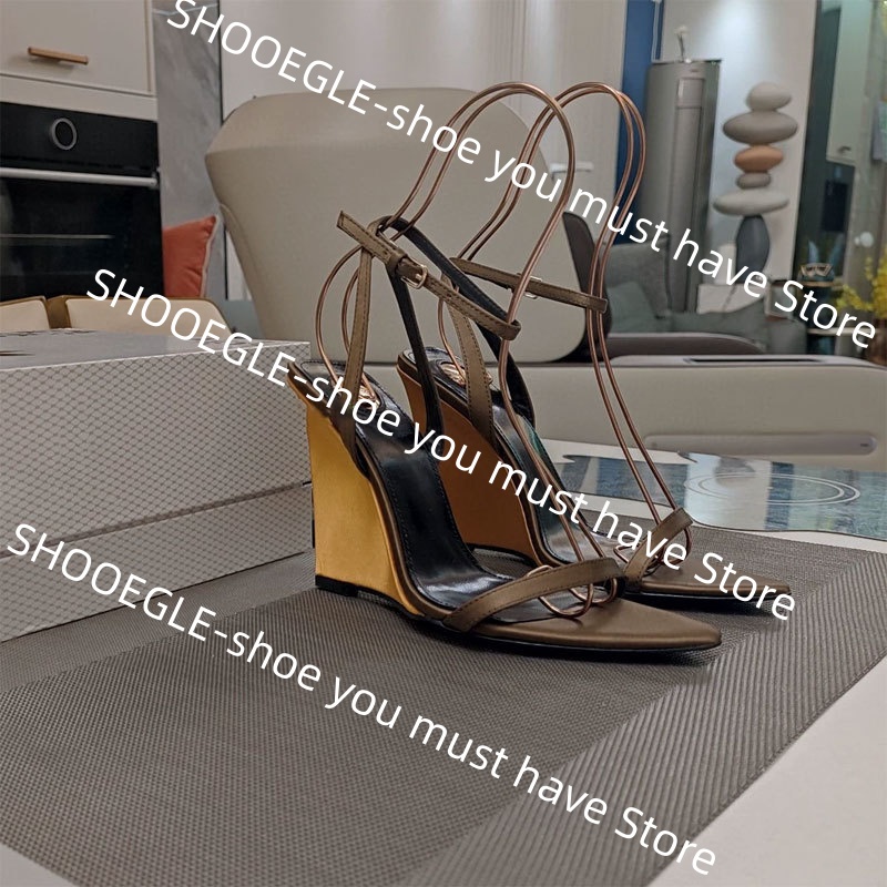 รองเท้าส้นเตารีดแบบมีสายรัดหลา - Women'S Shoes Yellow บทวิจารณ์และราคา