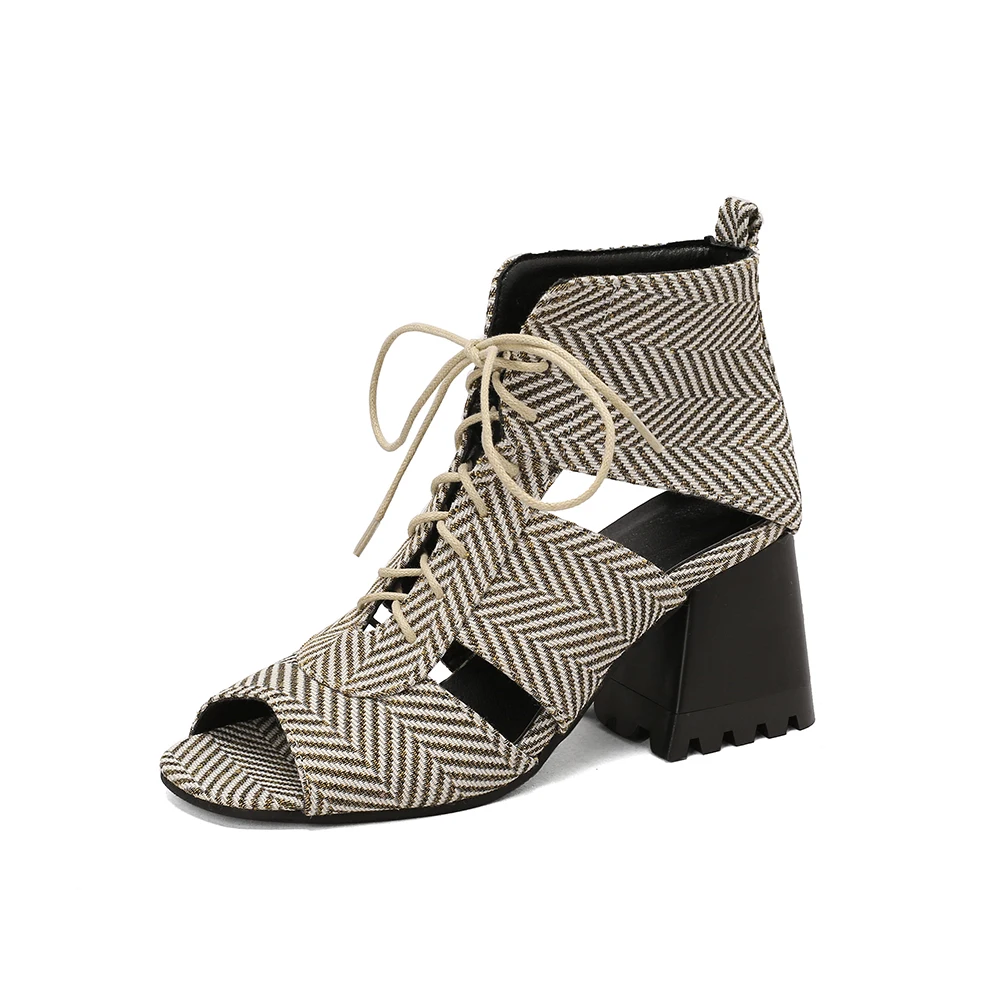 ฤดูร้อนใหม่สบายสีฟ้าสีน้ําตาลผ - Women'S Shoes Big Feet บทวิจารณ์และราคา