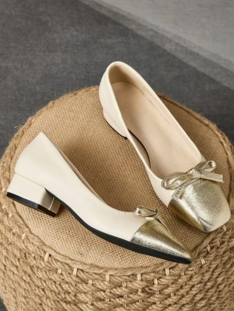 รองเท้าส้นเตี้ยทรงเหลี่ยมประดั - Women'S Shoes For Work บทวิจารณ์และราคา