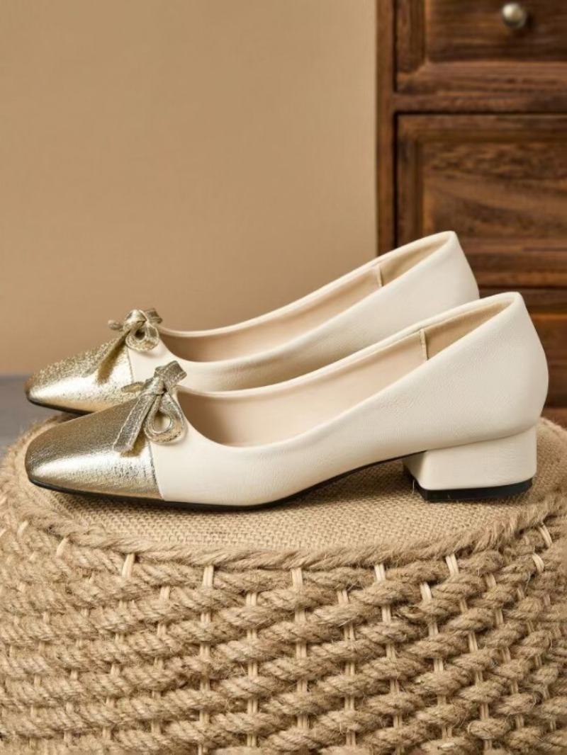 รองเท้าส้นเตี้ยทรงเหลี่ยมประดั - Women'S Shoes For Work บทวิจารณ์และราคา