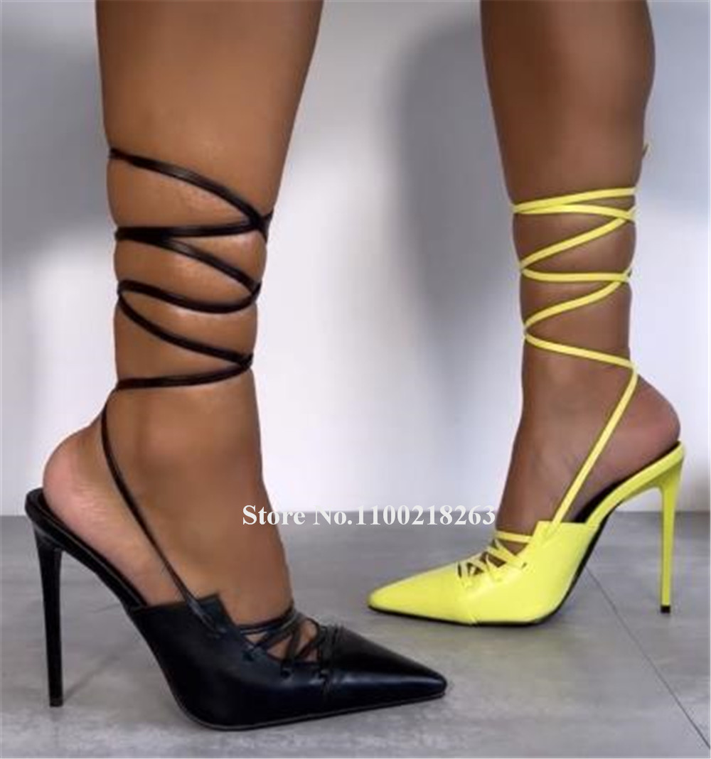 รองเท้าส้นเข็มแบบผูกเชือก ส้นบ - Women'S Shoes Yellow บทวิจารณ์และราคา